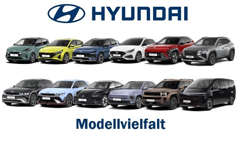 Markenansicht der Fahrzeuge von Hyundai um die Modellvielfalt darzustellen
